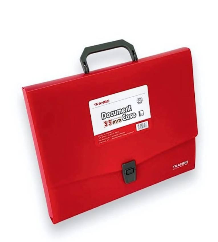 Cartable en plastique rouge 34x25cm organisateur et porte document Portable